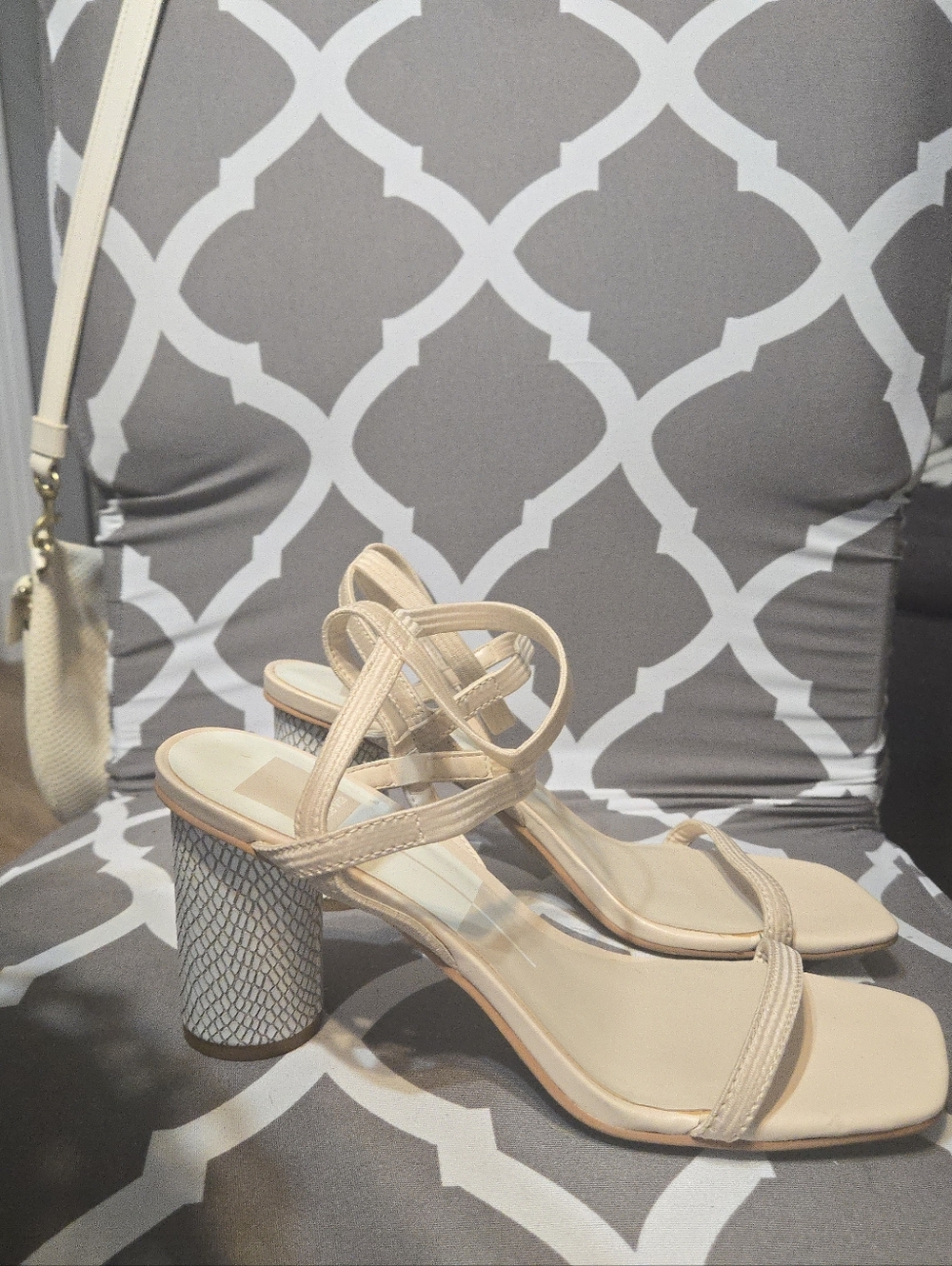 Beige Strappy Block Heel Sandals - Women